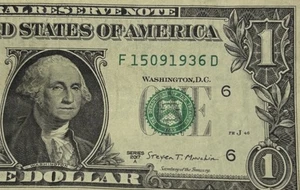 Birthday Note September 15 1936 fancy serial number 1 dollar billF15091936D FW - Picture 1 of 6