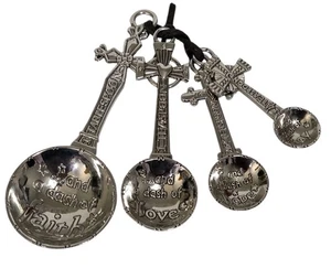 Ganz Strich des Glaubens Liebe Hoffnung Freude Messlöffel Keltenkreuz 4er Set - Bild 1 von 6