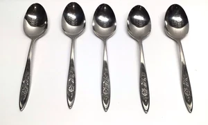 Vintage Oneida Community Edelstahl Esslöffel My Rose Muster 5er Set - Bild 1 von 6