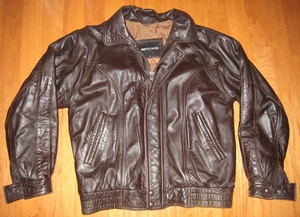 Pierre Cardin Mens Medium Brown Lambskin Fighter Bomber Aviatr Motorcycle Jacket - Picture 1 of 6