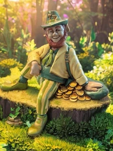 Leprechaun St. Patrick’s Day Figurine W/ Coins Shelf Sitter  6.5” sitting Read - Bild 1 von 1