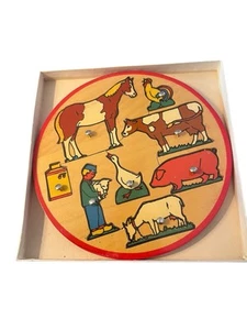 Vintage Holz Kinder Bauernhof Tiere Puzzle Made In Holland Kolibri Puzzle Schijf - Bild 1 von 5