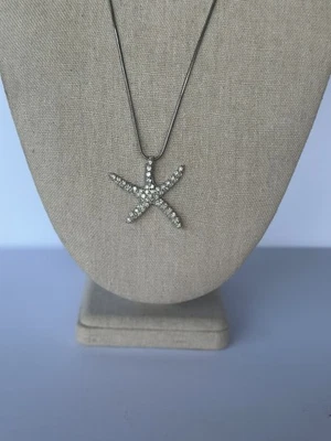 "Collar colgante estrella de mar circonita cúbica plata de ley 925 20"" cadena vida en la playa" Foto 1 de 4