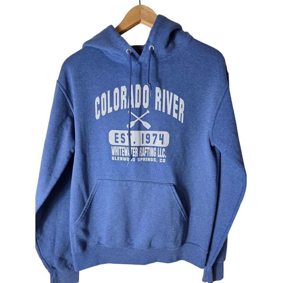 COLORADO RIVER Azul Desvanecido Activo Exterior Informal Pullover Sudadera con Capucha Talla S Foto 1 de 4