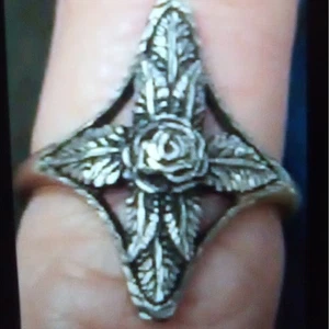 Vintage Art Deco Kreuz florales Design Diamantschliff 925 Sterling Silber Gr. (6,5) - Bild 1 von 12