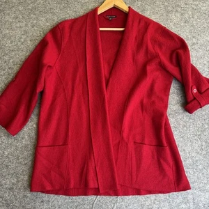 Eileen Fisher Cardigan Womens Medium Wool Open Front Pocket 3/4 Sleeve Cardigan - Picture 1 of 8