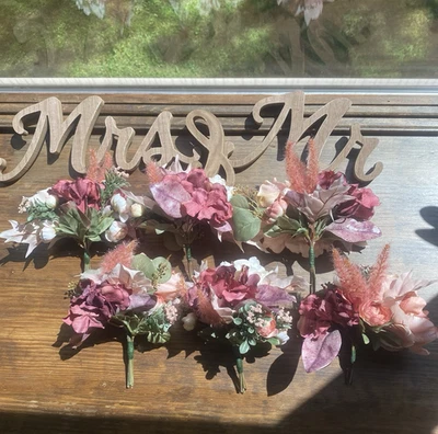 6 ramos de mesa de boda económicos hechos a mano hermosas flores de imitación crema/blanco rosa Foto 1 de 4