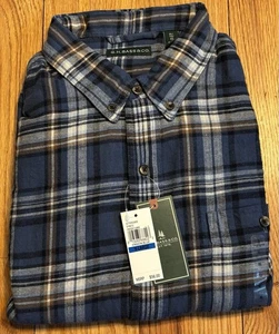 Camicia G H Bass uomo XL blu a quadri in flanella con bottoni e maniche lunghe - Foto 1 di 5
