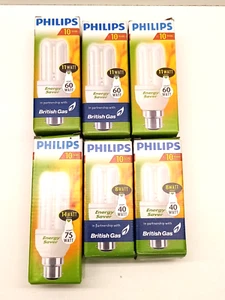 Job Lot Philips Bulbs 3 x 60 Watt = 11 Watt, 2x40 Watt=8 Watt , 1x 75 Watt= 14W - Picture 1 of 5