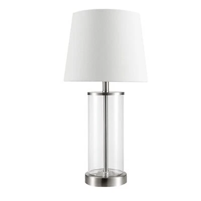 Maya 20 Inch Clear Glass Fillable Table Lamp Coastal Transitional Design - Image 1 of 4