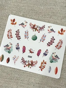 Nail Art Decal Stickers Water Transfer Nature Birds Feathers Leaves Manicure AU - Picture 1 of 1