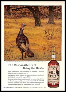 1966 Austin Nichols Wild Turkey Whiskey Vintage PRINT AD Bourbon Outdoors Art - Picture 1 of 4