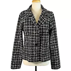 Eva & Paige Blazer Womens L Soft Double Knit Fabric Black Plaid NWT Australia - Picture 1 of 11