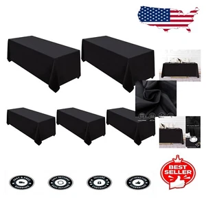 Stain Resistant 90x156 Inch Black Tablecloths - Perfect for Weddings & Banquets - Picture 1 of 10