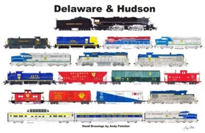 Poster orizzontale Delaware & Hudson 11"x17" firmato da Andy Fletcher - Foto 1 di 1