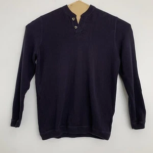 Eddie Bauer Mens Medium 100% Cotton Henley Navy Blue Sweater - Picture 1 of 6