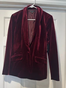 INC INTERNATIONAL DAMEN ROT/BURGUNDER SAMT VELOURS TASCHEN BLAZER XS NEU MIT ETIKETT - Bild 1 von 9