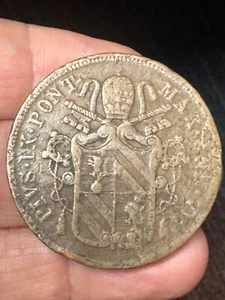 Copper Coin, Italian Papal States, 1852 R, 5 Baiocchi - Picture 1 of 3