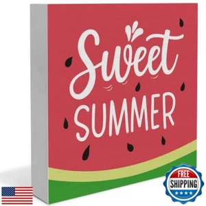 Watermelon Decor Summer Decorations Sweet Summer Wooden Sign Rustic Home Deco - Picture 1 of 5
