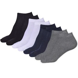 Kids 6 Pack Girls Boys Plain Trainer No Show Socks Cotton School Low Cut Socks - Picture 1 of 22