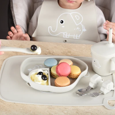 LUCK HEAVEN Juego de Alimentación de Silicona para Babero de Bebé Led Suministros de Destete con Cuenco Cucharas Foto 1 de 4