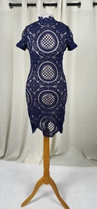 Pink Boutique Navy Lace Bodycon Dress Size 8 Uk CR055 JJ 04 - Picture 1 of 10