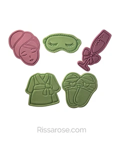 Mother's day cookie cutter and stamp set - spa facial bubble wine bathrobe slip - Picture 1 of 19
