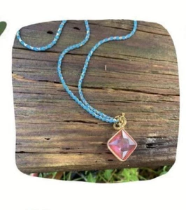 Damen Schmuck Türkis Perlen Bettelkette! Rosa Stein💕Geschenke - Bild 1 von 4