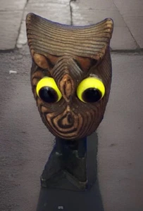 VTG 70’s MCM Mini Miniature Wooden Carved Owl Folk Art 2” Tall Yellow Eyes - Picture 1 of 6
