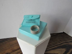 Tiffany & Co Sterling 925 HTF Firm Wide Mesh Ring Size 7 New In Pouch Box - Picture 1 of 11