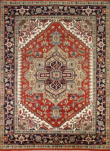 Elegance Redefined Hand-Knotted Heriz Serapi Indian Living Room 8x10 ft Rug - Picture 1 of 20