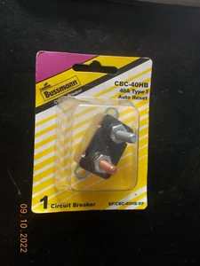 New Bussman CBC-40HB 14VDC 40 Amp Type 1 Circuit Breaker Auto Reset w/Bracket - Picture 1 of 2