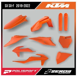 KTM PLASTICS KIT SX SX-F XC XC-F 2019-2022 INCLUDES FORK GUARDS ORANGE - Picture 1 of 2