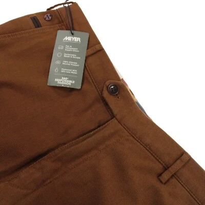 Meyer 全新带标签 Chinos / 休闲裤 50 码 34 美国棕色小号纹理棉混纺 — 第 1/4 张图片