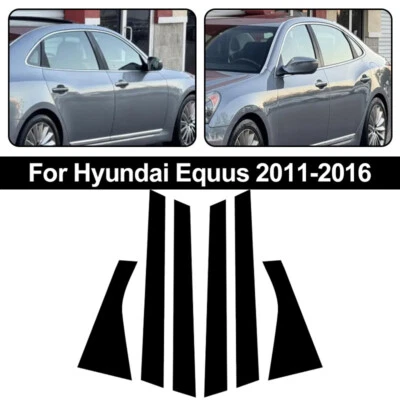 Cubierta de ventana de puerta postes de pilar negro brillante apto para Hyundai Equus 2011-2016 Foto 1 de 4