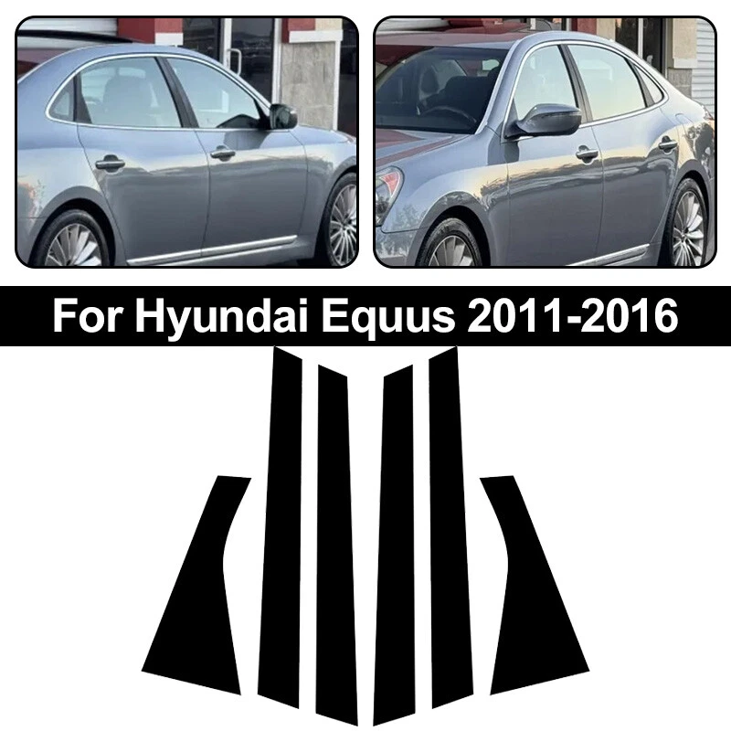 Cubierta de ventana de puerta postes de pilar negro brillante apto para Hyundai Equus 2011-2016 Foto 1 de 4