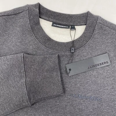 J. Lindeberg 男式小号棉深灰色混色芯片圆领运动衫新品 — 第 1/4 张图片