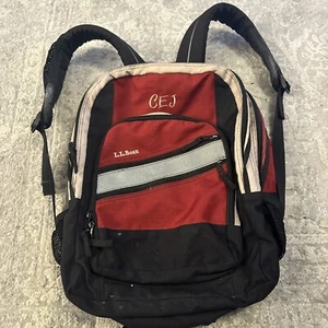 Vintage LL Bean CEJ Back Pack RED / Black Book bag overnight camping zippers - Picture 1 of 8