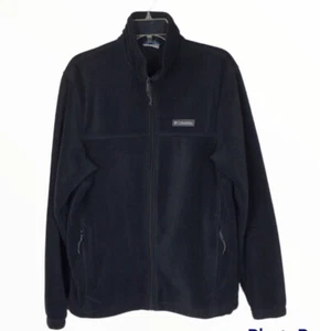 Columbia Black Full Zipper Fleece Jacket Mens M Pockets Stand Up Collar Outdoor - Picture 1 of 6
