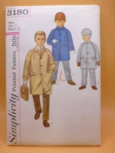 VTG 60s SIMPLICITY 3180 TODDLER BOY-COAT HAT TROUSERS SZ 2-21" SEWING PATTERN - Picture 1 of 2