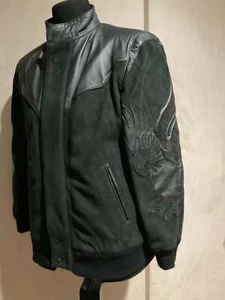 R P LEATHER & SUEDE JACKET / EMBRODERY DESIGN / BLACK / NEW / SMALL - Picture 1 of 12