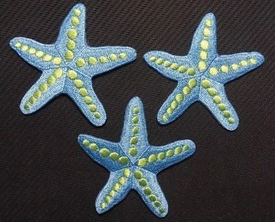 starfish patch starfish iron on applique star fish  2.5 inch lot of 3 patches - Image 1 of 4