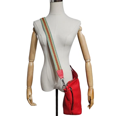 Bolso de Mano de Diseñador Abro Cuero Grano Genuino Grande Bolso Cubo Rojo, Cinturón para el Hombro Foto 1 de 4