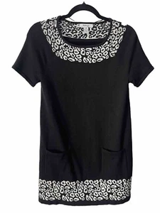 Style & Co Macy’s Black White Short Sweater Dress Petite Medium Pockets NWOT - Picture 1 of 6
