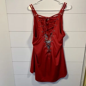 Camiseta sin mangas Rosegal Cami roja para mujer 4XL Plus lentejuelas con cordones salir glamour gótico - Imagen 1 de 12
