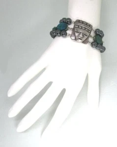 925 mexikanisches Sterlingsilber/Eliat/Hemalike Armband 62,7 gr passt einem 7" Handgelenk - Bild 1 von 4