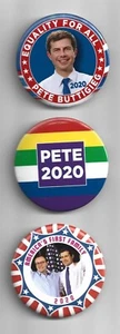 2020 pin PETE BUTTIGIEG 3 pinback President GAY TRANSPORTATION Secretary - Picture 1 of 1