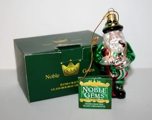 Kurt Adler Noble Gems Blown Glass Celtic Irish Santa Leprechaun Ornament w/ Box - Picture 1 of 9