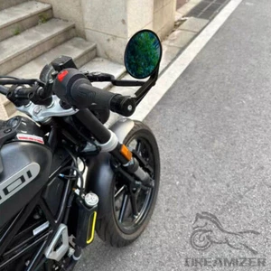Black Round Motorcycle 7/8'' Handlebar End Side Mirrors For Yamaha XSR900 XSR700 - Picture 1 of 19