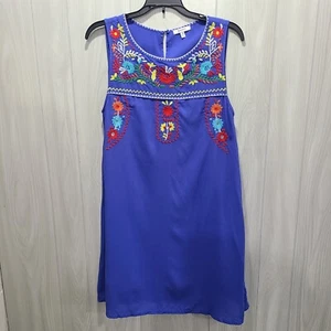 Jodifl Size S Blue Purple Embroidered Floral Sleeveless Dress fairy Cottage - Picture 1 of 9